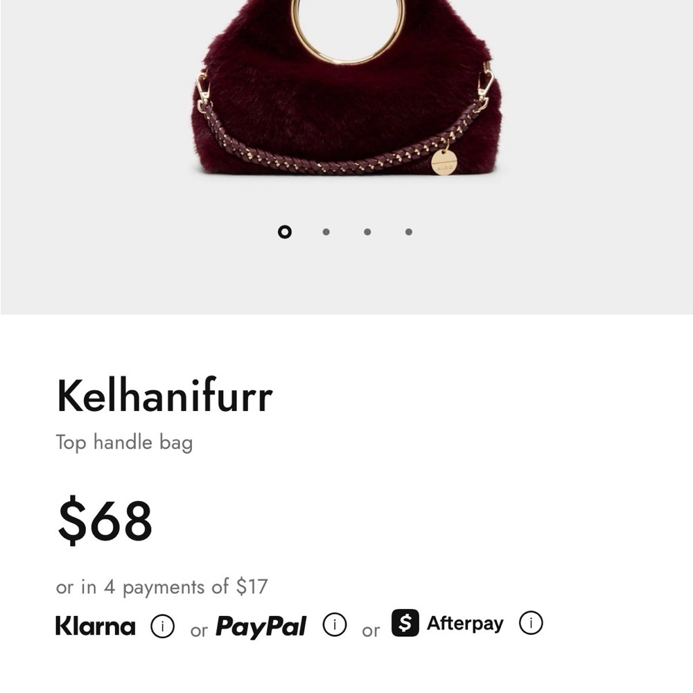 ALDO Burgundy Faux Fur Handbag - Picture 5 of 6